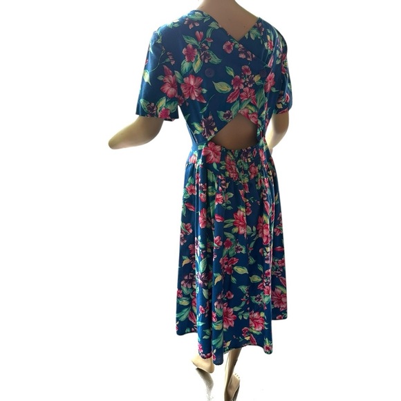 Vintage Liz Claiborne Hawaiian Print Floral Dress - Picture 7 of 9